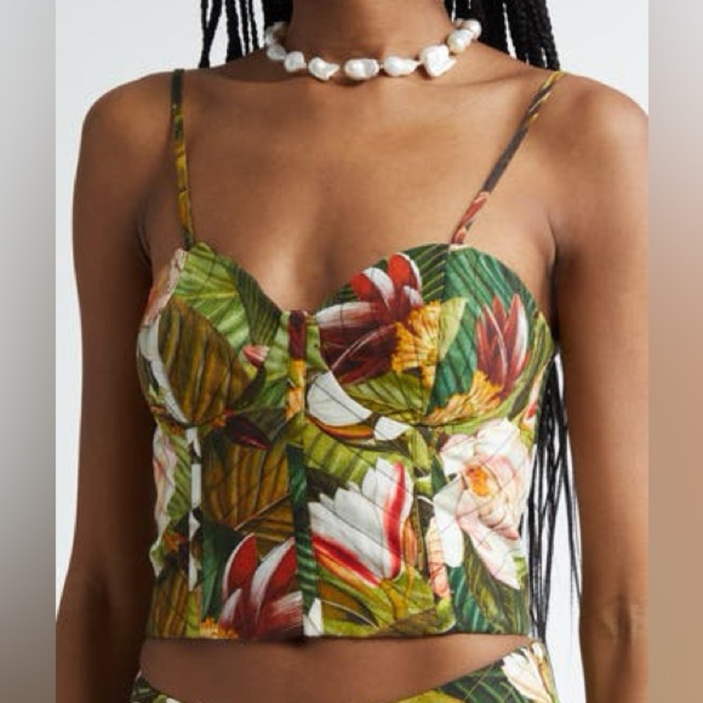 NWT Farm Rio Multicolor Botanical Forest Croptop - Picture 2 of 7